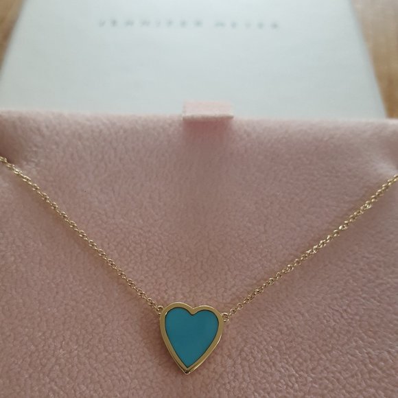 JENNIFER MEYER TURQUOISE INLAY NECKLACE 18K GOLD - Picture 1 of 2